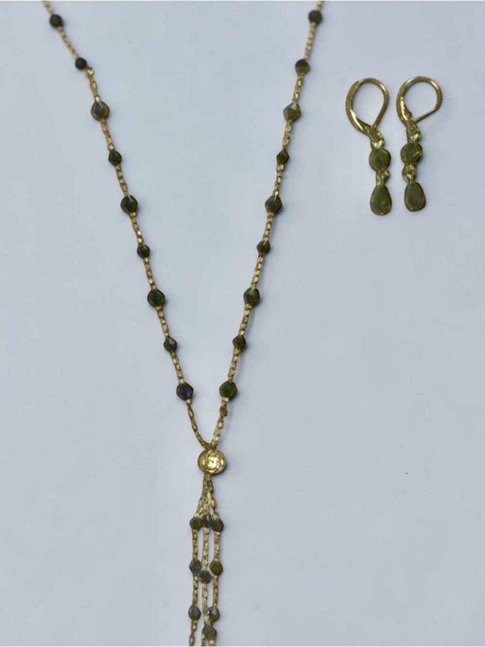 Necklace & Earrings New black beads, brand is 1928